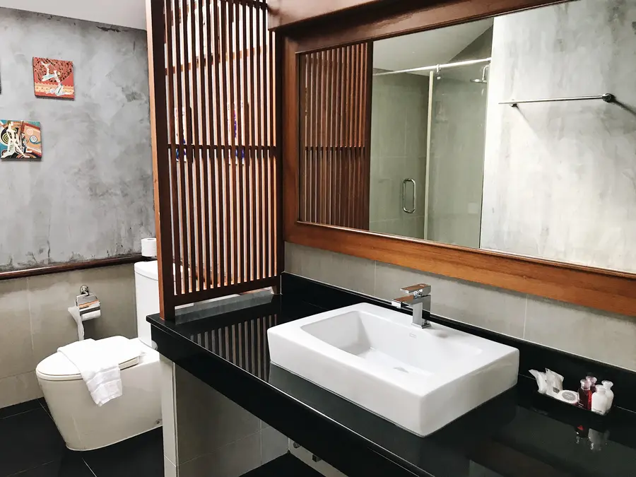 Deluxe Room bathroom with rain shower
